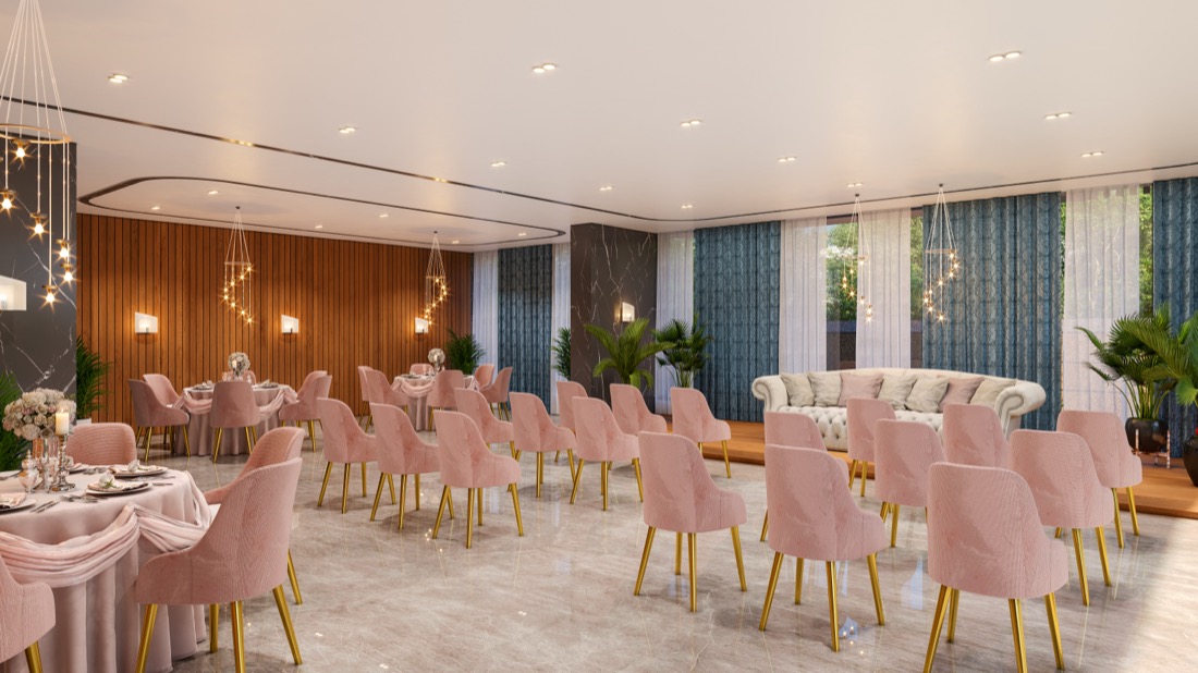 The Q banquet room for resident events